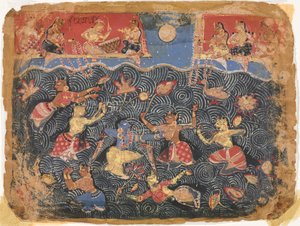 Krishna spielt mit den Gopis im Jumna-Fluss, aus einem Bhagavata Purana von Unknown artist
