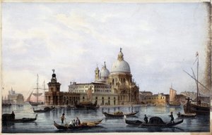 Die Lagune, die Gondeln und die Kirche S.M. della Salute - in „Album der Hauptansichten von Venedig“, ill. von Marco Moro, hrsg. von Gio Brizeghel, um 1840