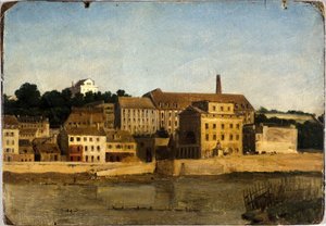 Die Raffinerie und der Delessert-Garten, in Passy, gesehen vom linken Ufer (um 1820) von Unknown artist