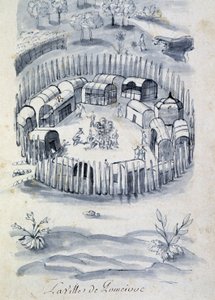 Die Stadt Pomeivue (Kolonielager in Kanada) - in "Dialog oder Interview eines Franzosen mit einem Wilden" von Unknown artist