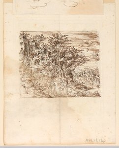 Landschaft; verso: Groteskes Design von Unknown artist