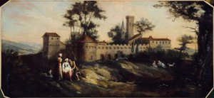 Landschaft mit befestigter Burg. Zwischen 1701 und 1800