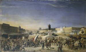 Der Angriff auf den Louvre, 29. Juli 1830, vom Pont-Neuf aus gesehen von Unknown artist