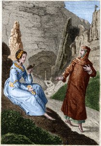 Laure de Noves (Laura) und Francesco Petrarca (Petrarca) (italienischer Dichter und Humanist 1304 - 1374). Gravur aus dem späten 18. Jahrhundert. von Unknown artist