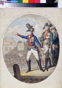 Feldmarschall Alexander Suworow inspiziert die Truppen vor dem Kurfürstenpalast in Sachsen, Warschau, 1794 von Unknown artist