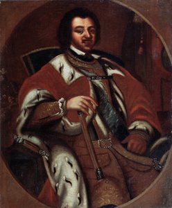 Der russische Kaiser Peter I. auf seinem Thron von Unknown artist