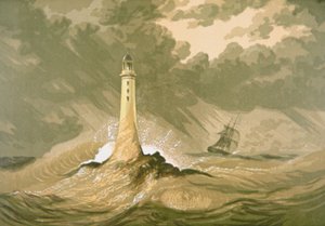 Leuchtturm mit Segelschiff