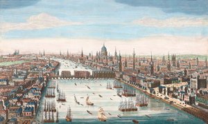 London im 18. Jahrhundert, Blick auf die Themse Richtung London Bridge und St. Paul