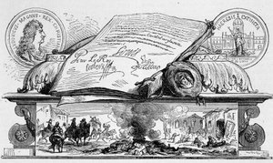 Ludwig XIV. unterzeichnet die Aufhebung des Edikts von Nantes. von Unknown artist