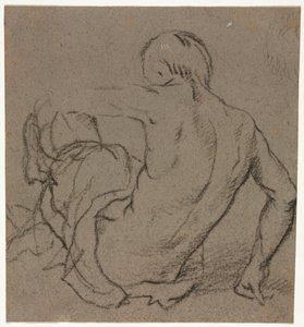 Sitzender Mann auf dem Boden, von hinten gesehen (recto) von Unknown artist