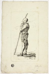 Mann in Rüstung mit Stab von Unknown artist