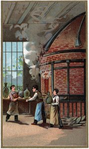 Porzellanherstellung: Brennen. Chromolithographie aus dem späten 19. Jahrhundert von Unknown artist