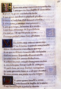 Manuskriptseite mit verzierten Buchstaben - Margarete von Navarra von Unknown artist