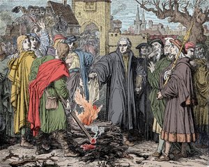 Martin Luther verbrennt die Bannbulle des Papstes Leo X.