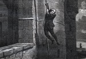 Masers De Latude flieht aus der Bastille - Flucht aus der Bastille von Jean Henry, genannt Danry, genannt Masers de Latude (1725-1805) - Gravur in „Dictionnaire populaire illustrious“ - 1864 - von Joseph Decembre und Edmond Allonier - von Unknown artist