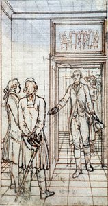 Treffen von Goethe und Jung Stilling in Straßburg. Zeichnung aus dem 19. Jahrhundert von Unknown artist