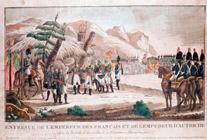 Treffen von zwei Kaisern nach der Schlacht von Austerlitz, 4. Dezember 1805 (Napoleon Bonaparte und Franz II., Heiliger Römischer Kaiser) von Unknown artist
