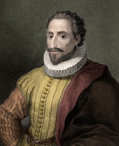 Miguel de Cervantes Saavedra 1547-1616 - Gravur - 19. Jahrhundert