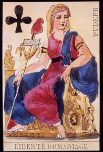 Bescheidenheit: „Freiheit der Ehe“ - Revolutionäre Spielkarte von Unknown artist