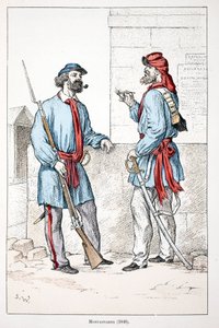 Bergbewohner (1848). Farbradierung zur Illustration „Histoire du corps des gardiens de la paix“, Buch veröffentlicht unter der Schirmherrschaft von Louis Lepine (1846-1933), Polizeipräfekt der Seine, von Alfred Rey (1864-?) und Louis Feron (1862-?).