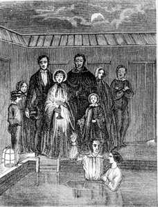 Mormonen-Taufe. Gravur aus dem 19. Jahrhundert von Unknown artist