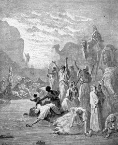 Moses lässt Wasser aus dem Felsen fließen