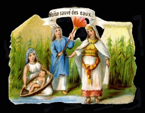 Moses aus den Wassern gerettet.