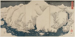 Berg und Fluss auf der Kiso-Straße von Unknown artist