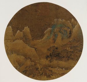Berglandschaft: Felsen, Tempel und Kiefern von Unknown artist