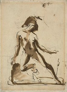 Mythologische Figur: Achilles mit Löwenfell (recto); Skizzen von Figuren (verso)
