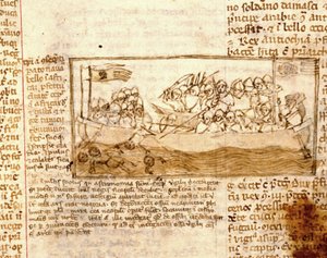 Seeschlacht zwischen Sarazenen und Kreuzfahrern im Jahr 1120