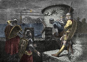 Auf der Lauer nach Nordmännern - die Waräger-Garde beobachtet den Horizont hinter den Befestigungen von Unknown artist