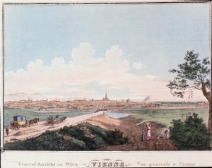 Überblick über die Stadt Wien mit Brücke über die Donau von Unknown artist
