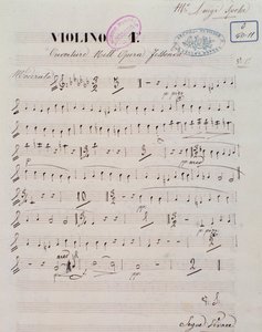 Seite der Partitur für die erste Violine in der Ouvertüre der Oper Jessonda von Louis Spohr
