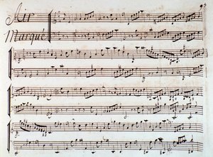 Seite der Partitur von Castor et Pollux, lyrische Tragödie von Rameau (1737)