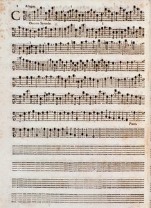 Seite der Partitur von „Concerti a cinque, Op. 5“ von Tomaso Albinoni