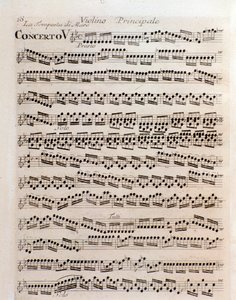 Seite der Partitur des Violinkonzerts V in Il cimento dell