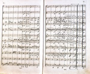 Seite der ersten deutschen Ausgabe der Partitur der Sinfonie Nr. 1 in C-Dur von Ludwig van Beethoven (1799-1800) von Unknown artist