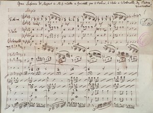 Seite der Noten für Sinfonia concertante für Violine und Viola in Es-Dur von Mozart, Lichtenthal-Version von Unknown artist
