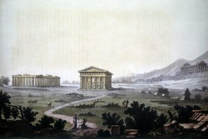 Gemälde, das die Tempel von Paestum, dem heutigen Capaccio, darstellt von Unknown artist