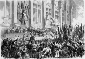Paris, La Commune: Verkündung der Ergebnisse des Referendums am 26. März 1871 auf dem Place de l