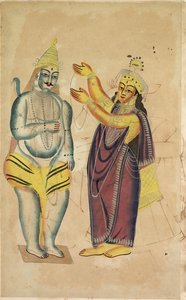 Parvati legt Shiva einen Hochzeitskranz um