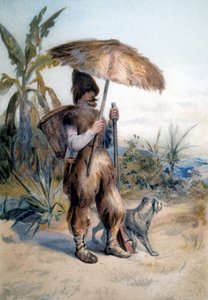 Aufführung von Robinson Crusoe, Figur des gleichnamigen Romans von Daniel Defoe von Unknown artist