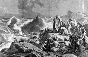 Pharao im Roten Meer versunken. 19. Jahrhundert Gravur von Unknown artist