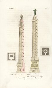 Plan und Aufriss der Trajanssäule und der Säule des Marcus Aurelius von Unknown artist