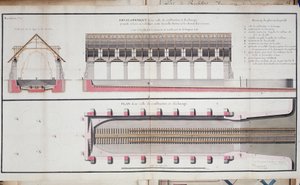 Plan eines Gebäudes und Grundriss des Hafens von Rochefort von Unknown artist