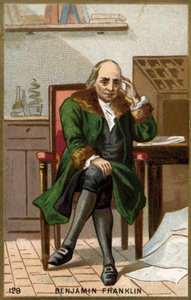 Porträt von Benjamin Franklin (1706 - 1790), amerikanischer Politiker, Memorialist, Pamphletist und Physiker.
