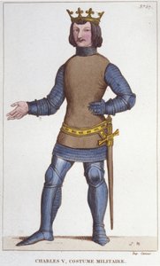 Porträt von Karl V. dem Weisen in Militäruniform (1338 - 1380). Gravur von 1830 von Unknown artist