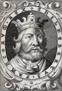 Porträt von Childebert I. (ca. 495-558), König von Paris. Gravur aus dem 18. Jahrhundert
