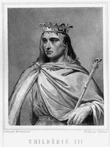 Porträt von Chilperich II (? - 755), König der Franken, erster der Karolinger - in „Histoire des Français“ von Lavallée, Gravur, sd von Unknown artist